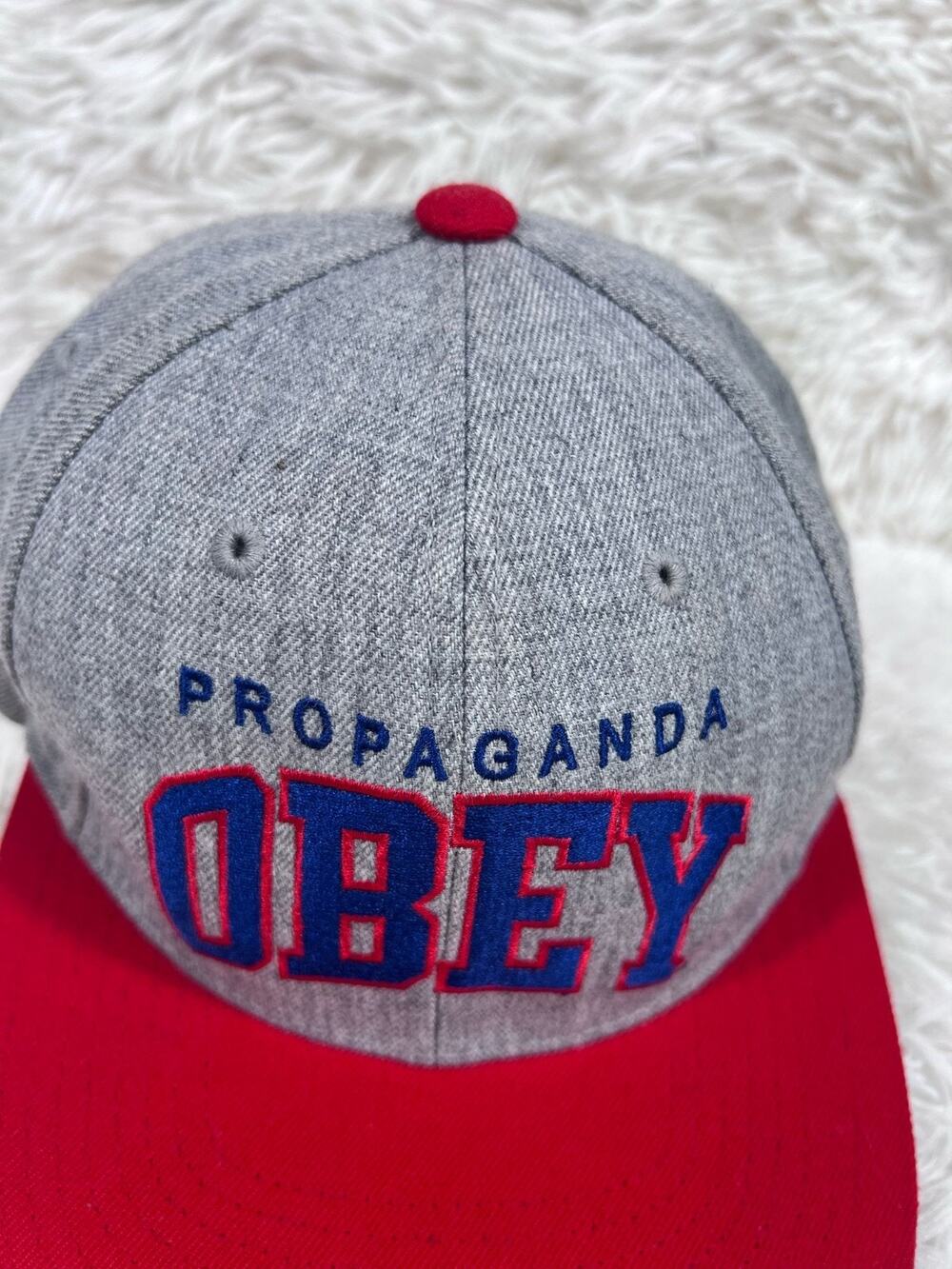 Obey Propaganda Hat Snapback Cap Adjustable Strap Back Gray Adults Embroidered